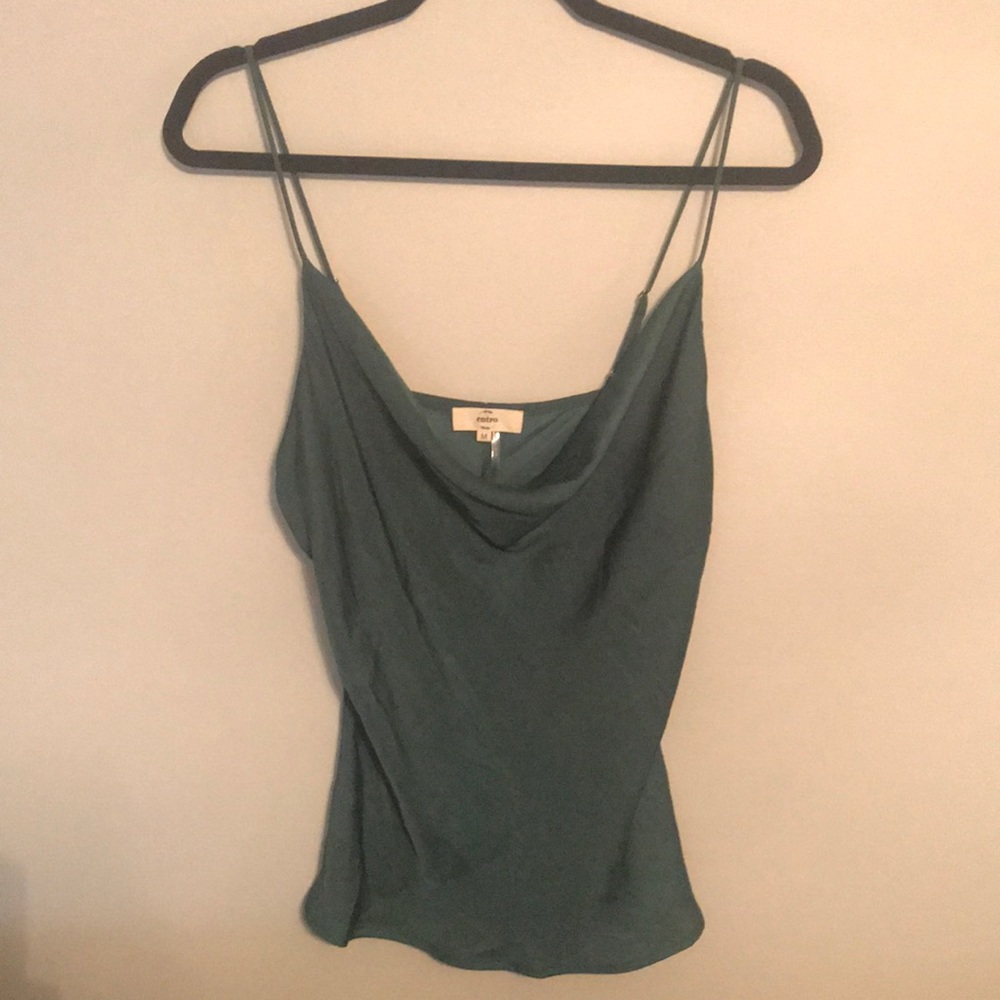 Green silky tank